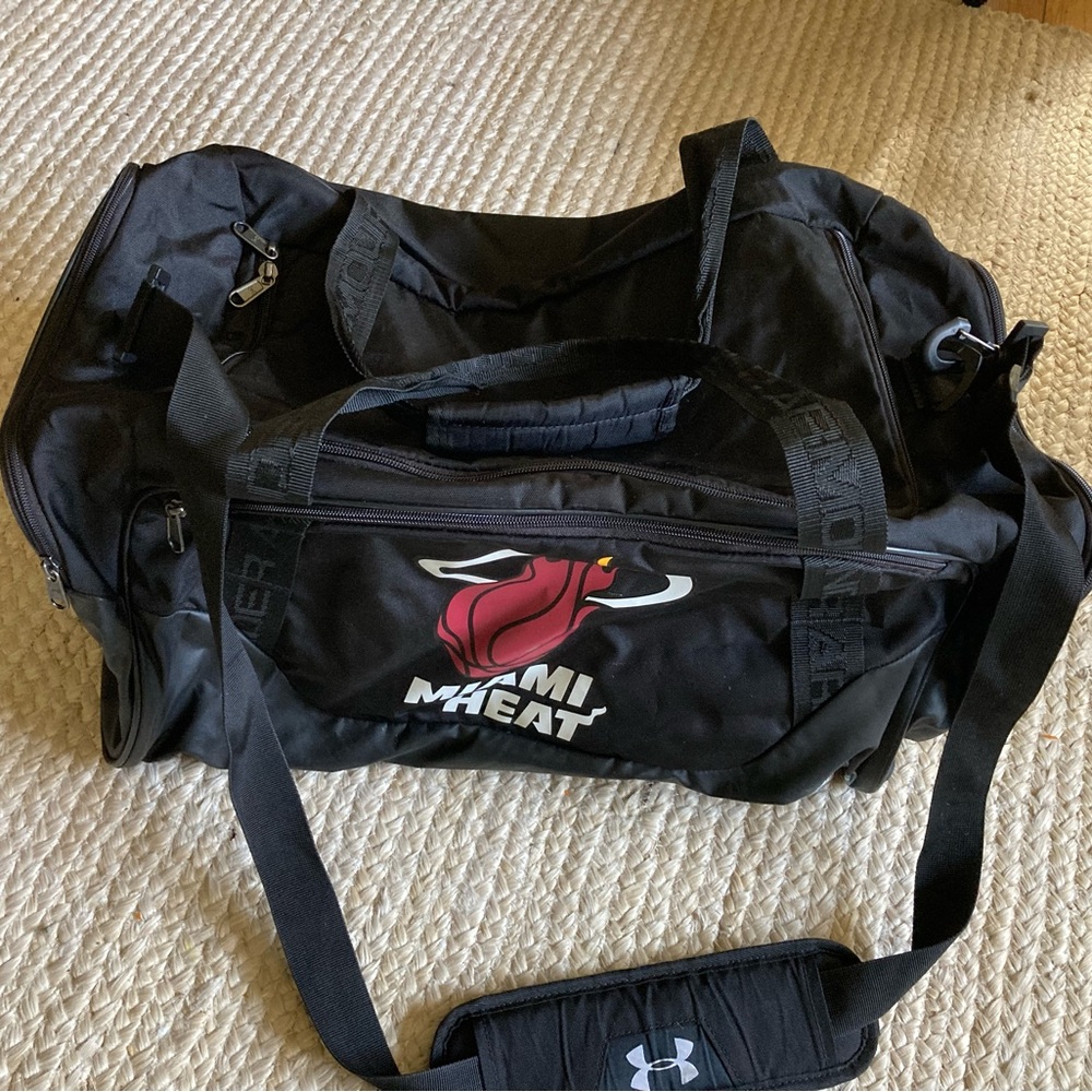 Under Armor Miami Heat Logo Black Duffel Bag